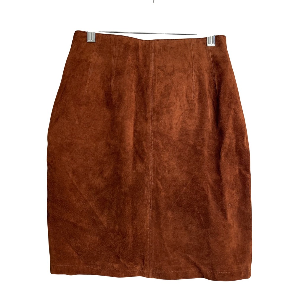 Vintage The‎ Limited Leather Mini Skirt Womens 4 26 Brown Suede Pencil Y2K 2000s